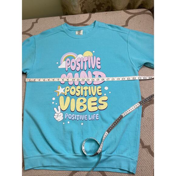 Comfort Colors POSITIVE MIND POSITIVE VIBES POSITIVE LIFE sweatshirt,size large - Picture 4 of 6